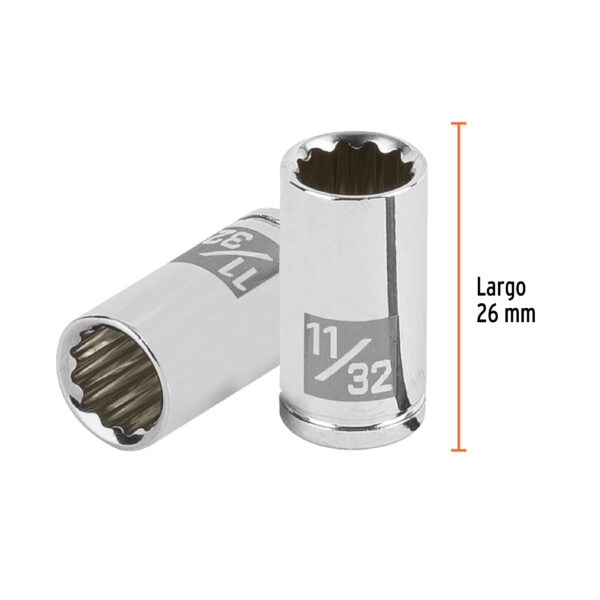 D-1411-B-Dado de 11/32', 12 puntas, cuadro 1/4', Truper