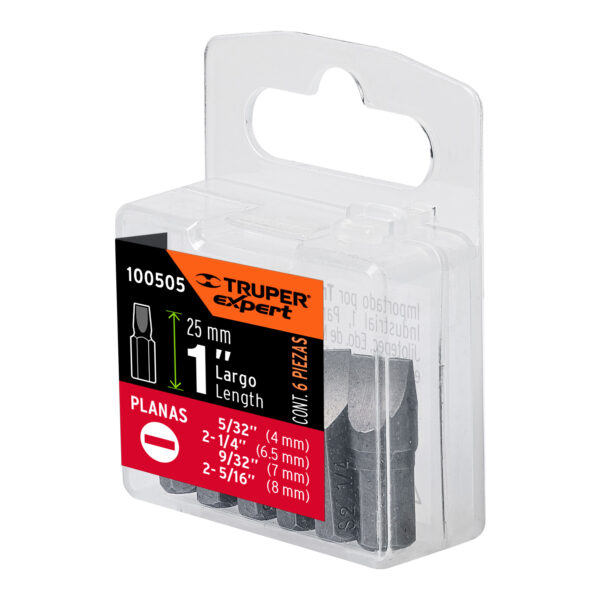 PUN-6PL1-Estuche con 6 puntas planas combinadas largo 1', Expert