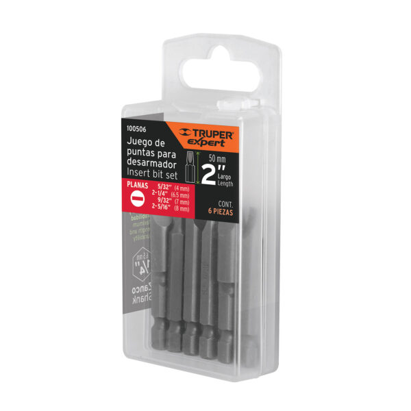PUN-6PL2-Estuche con 6 puntas planas combinadas largo 2', Expert