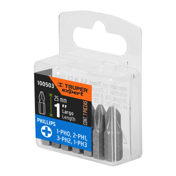 PUN-7PH1-Estuche con 7 puntas de cruz combinadas largo 1', Expert