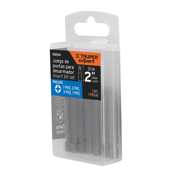 PUN-7PH2-Estuche con 7 puntas de cruz combinadas largo 2', Expert