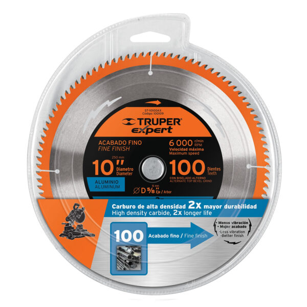 ST-10100AX-Disco sierra 10' p/aluminio, 100 dientes centro 5/8', Expert