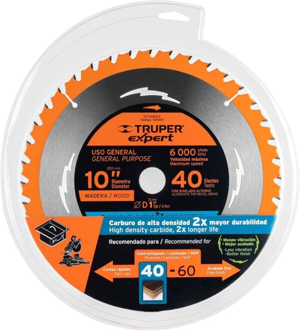 ST-1040EX-Disco sierra 10' para madera, 40 dientes centro 1', Expert