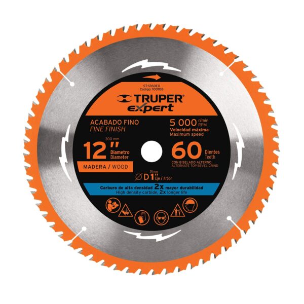 ST-1260EX-Disco sierra 12' para madera, 60 dientes centro 1', Expert