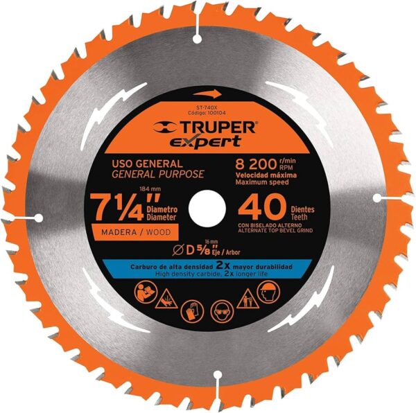 ST-740X-Disco sierra 7-1/4' p/madera, 40 dientes centro 5/8', Expert