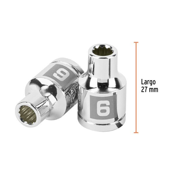 Dado de 6 mm, 12 puntas, cuadro 3/8', Truper