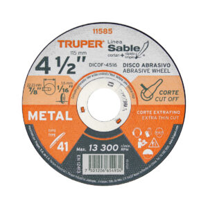 Disco Tipo 41 de 4-1/2' x 1.6 mm corte fino de metal, Sable
