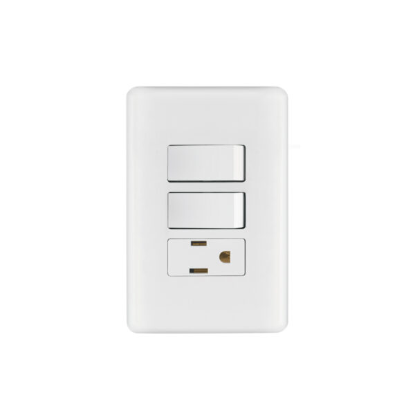 Placa armada con contacto y 2 interruptores sencillos, Basic