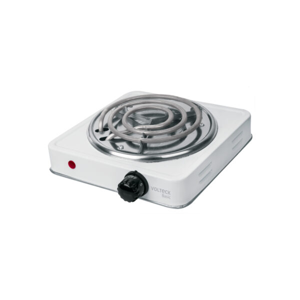 Parrilla eléctrica 1 quemador en espiral, blanca, BASIC